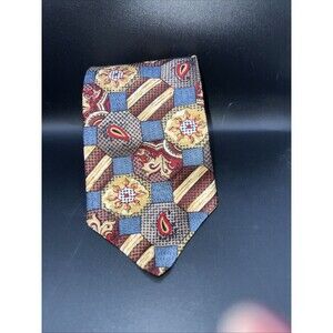 Designer Collection necktie made from 100% silk. multi-colored patchwork . clip.